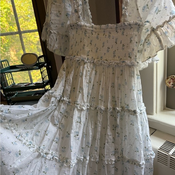 Needle & Thread Bijou Moonshine Blue Smocked Day Dress - Picture 4 of 7